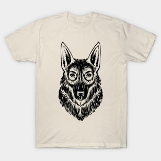 German Shepherd B/W line T-Shirt